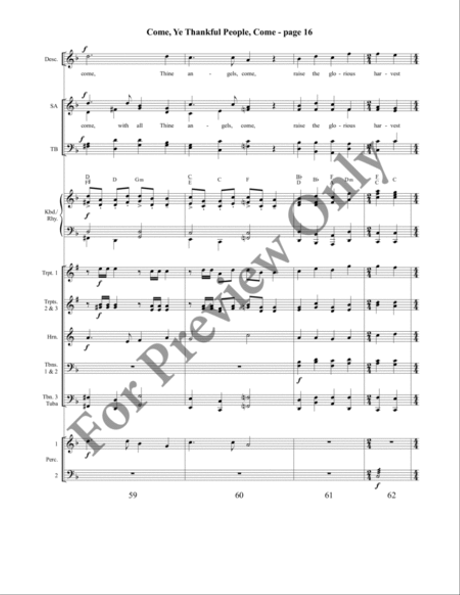 Come, Ye Thankful People, Come Orchestraton Brass Ensemble scores gallery preview page 18