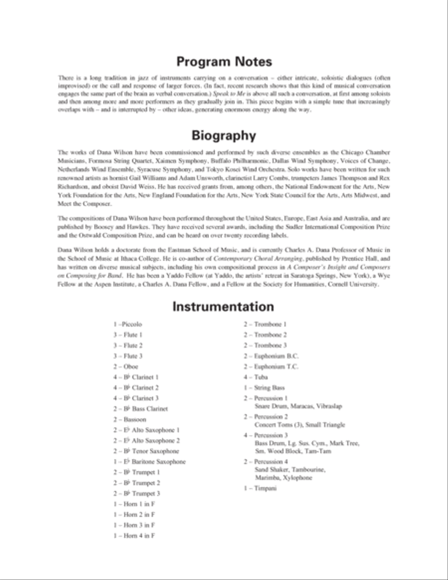 Speak to Me - Conductor Score (Full Score) Concert Band scores gallery preview page 2