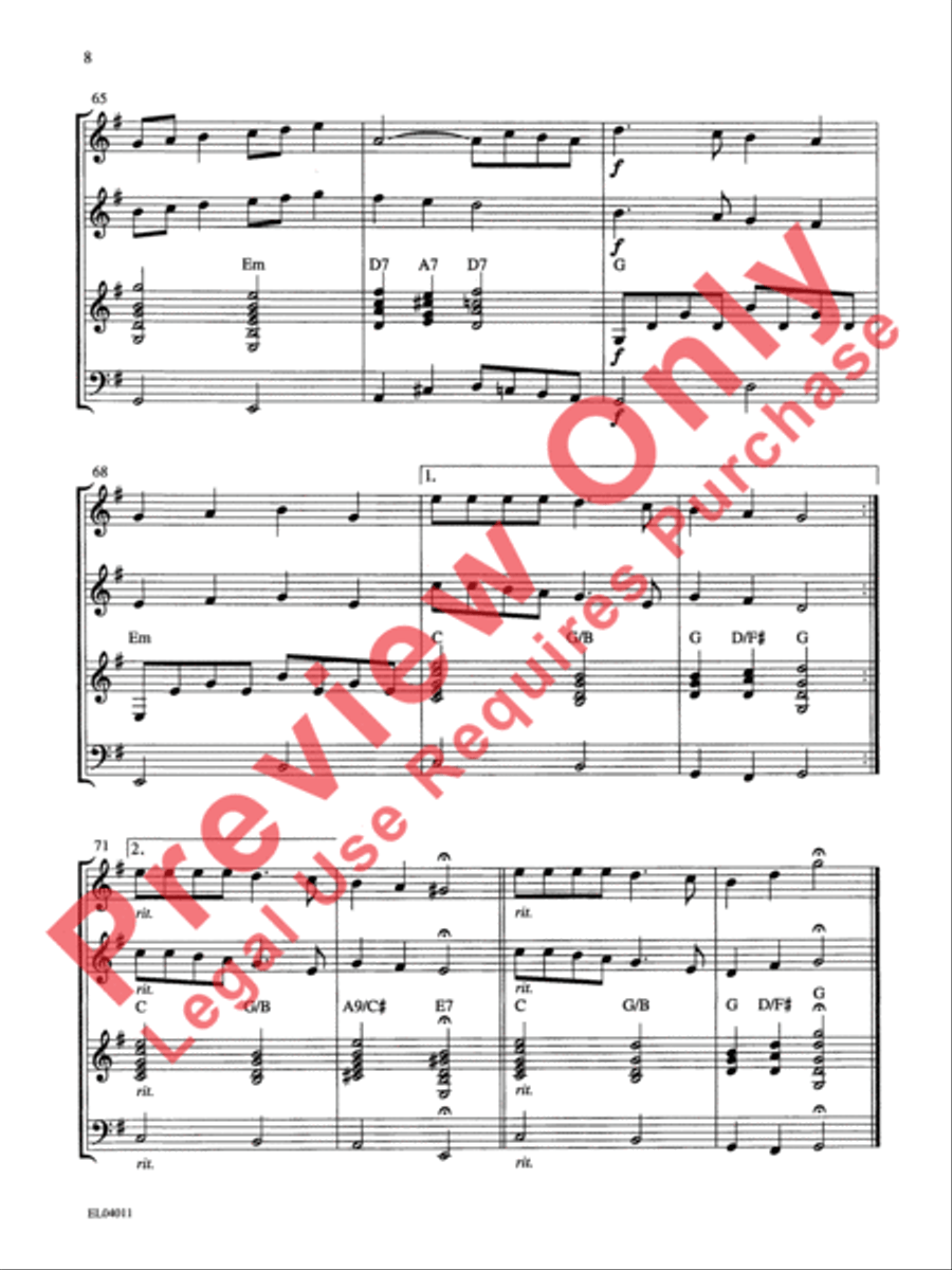 Belwin's 21st Century Guitar Ensemble -- Christmas Medley Guitar Ensemble scores gallery preview page 9