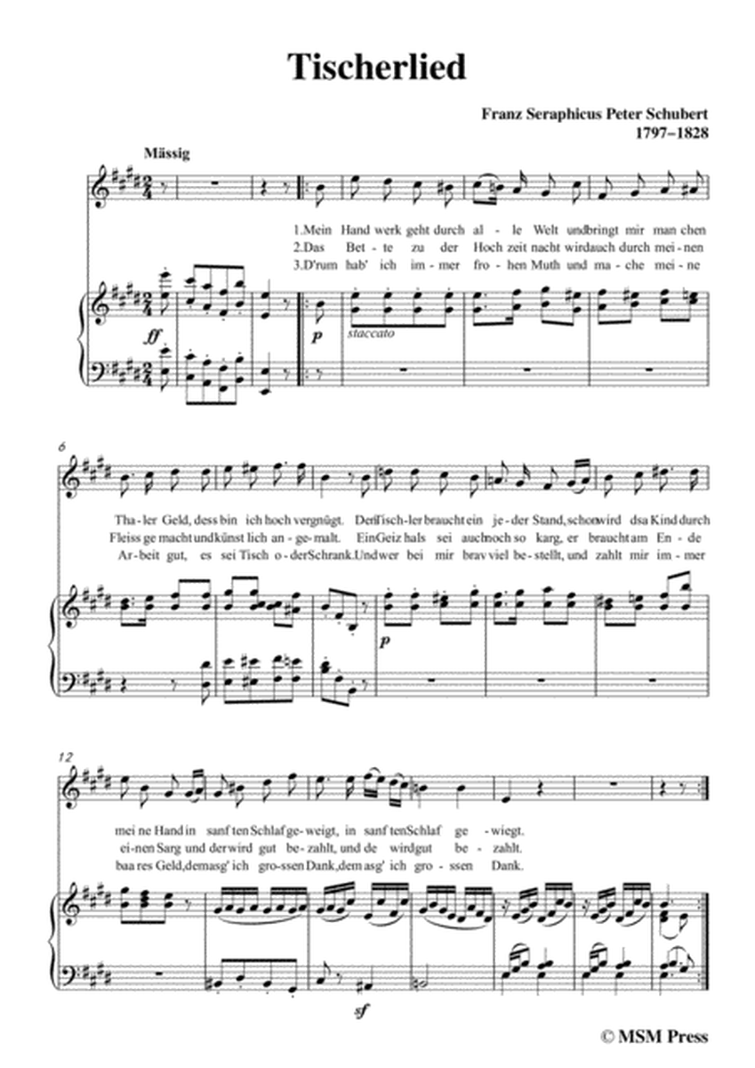 Schubert-Tischerlied,in E Major,for Voice&Piano image number null