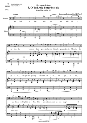 Book cover for O Tod, wie bitter bist du, Op. 121 No. 3 (Original key. E minor)