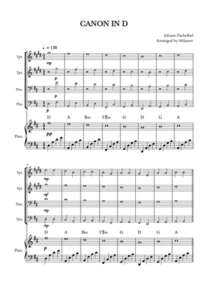 Canon in D | Pachelbel | Brass quartet | Piano accompaniment