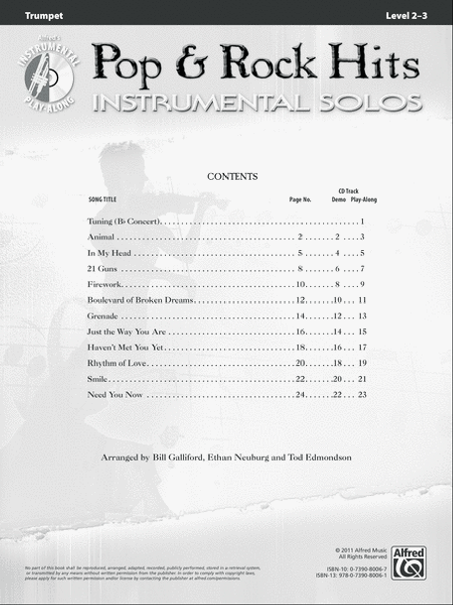 Pop & Rock Hits Instrumental Solos Trumpet Solo scores gallery preview page 2