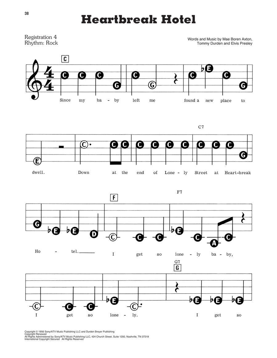 Heartbreak Hotel Electronic Keyboard scores gallery preview page 1