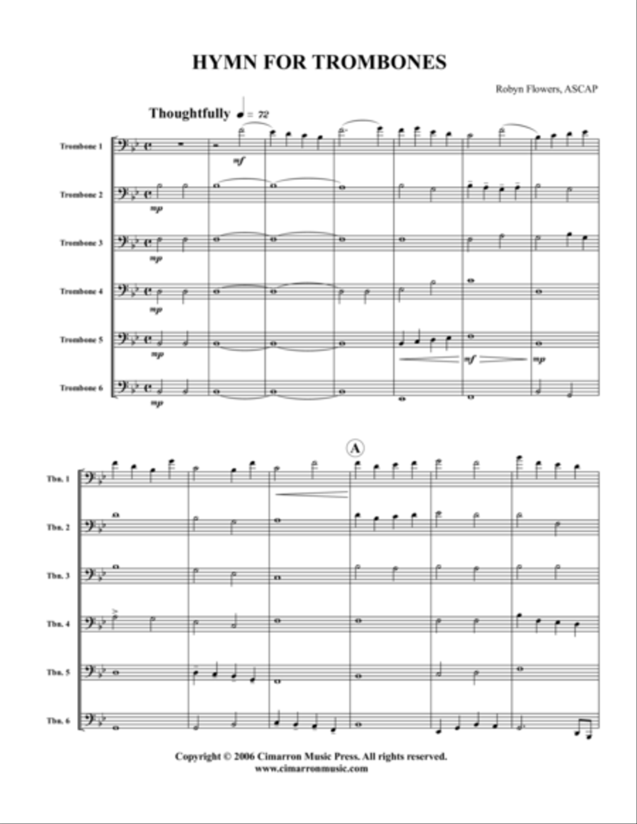 Hymn for Trombones Hymn for Trombones Large Ensemble scores gallery preview page 1