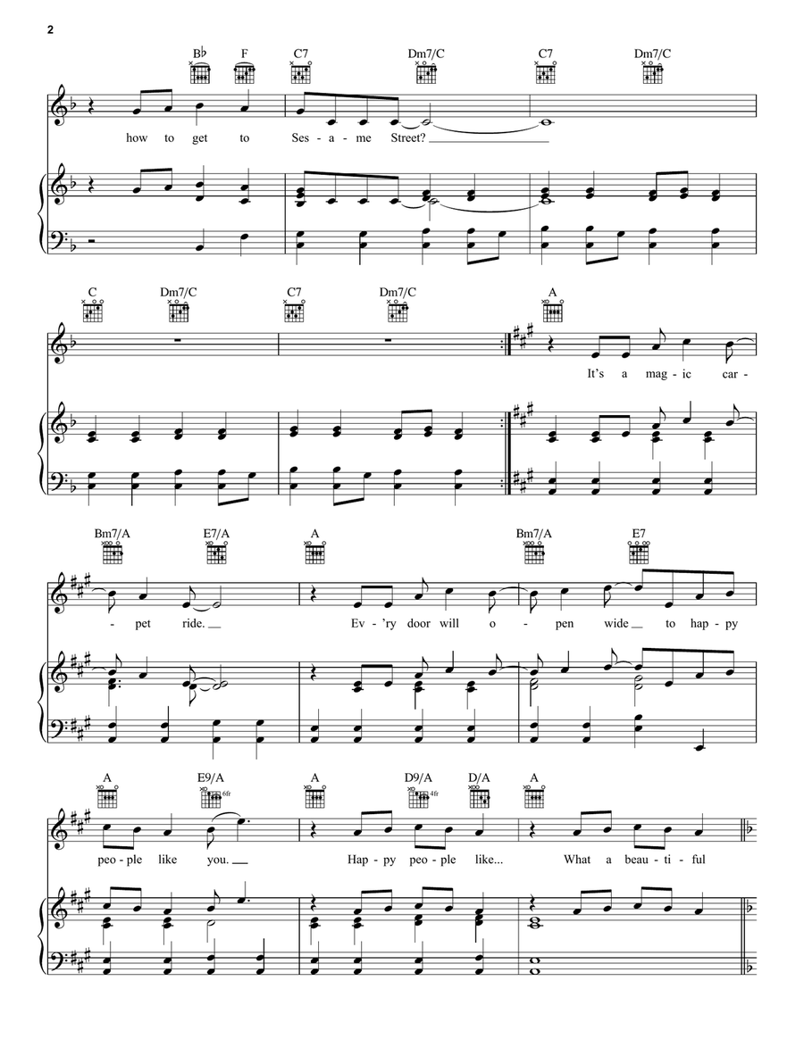 Sesame Street Theme Piano, Vocal, Guitar scores gallery preview page 2