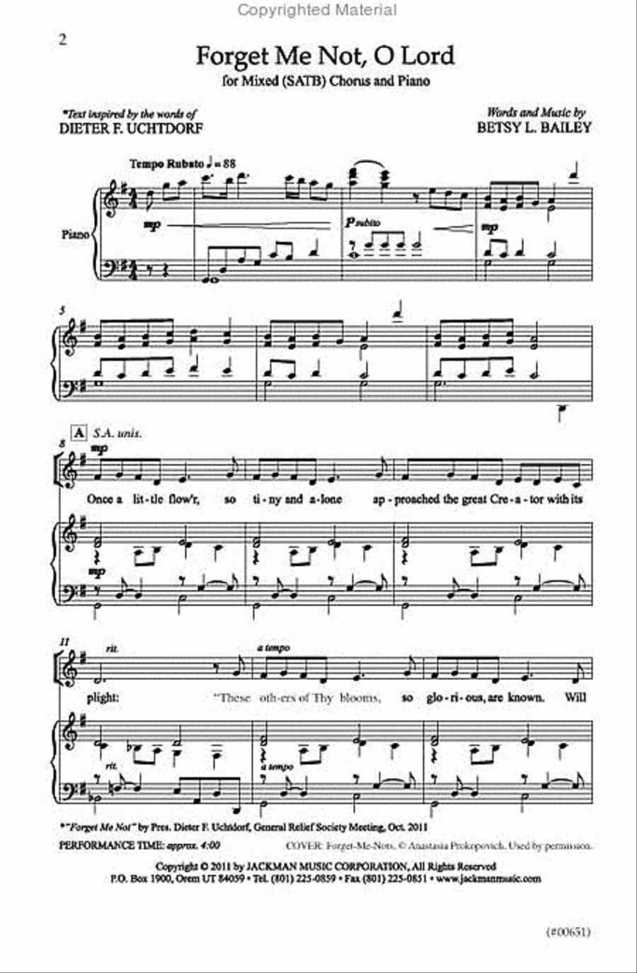 Forget Me Not, O Lord - SATB 4-Part scores gallery preview page 2