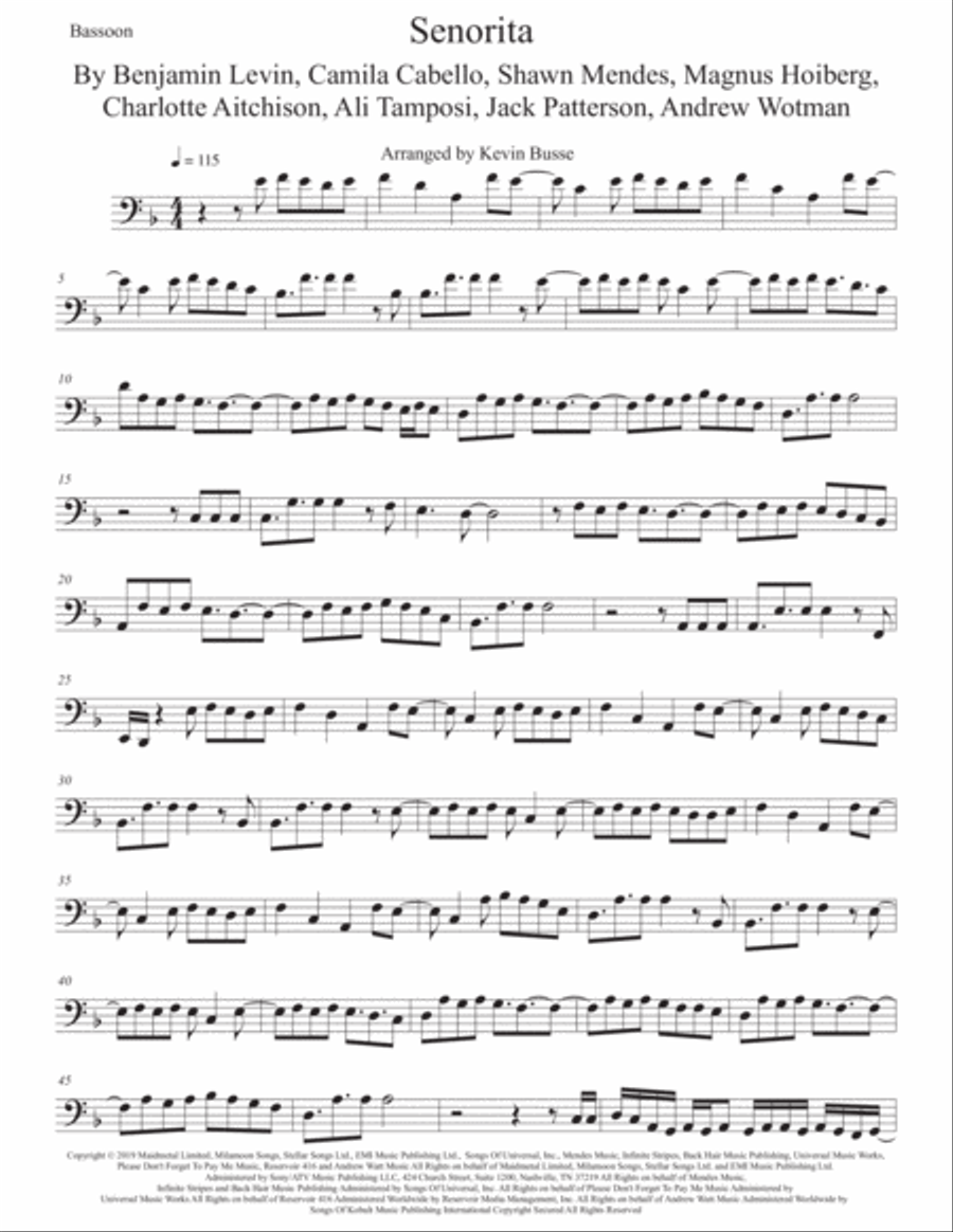Senorita Senorita Bassoon Solo scores gallery preview page 1