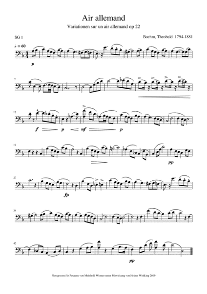 Trombone Solo Posaune Pieces Komponist born 1786-1807 - 9 Pieces Trombone Solo Posaune Soli Stück