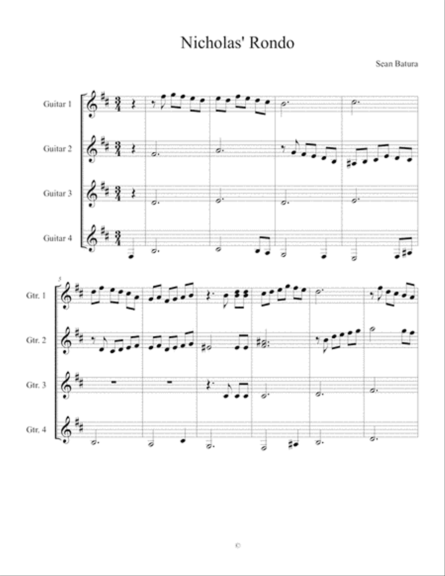 Rondo Nicholas (Guitar Quartet) Guitar Ensemble scores gallery preview page 3