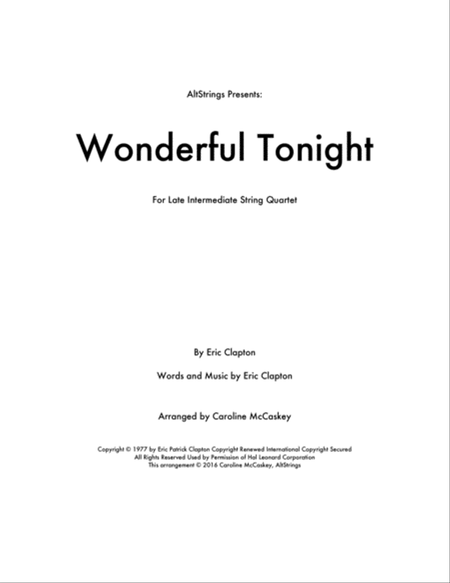 Wonderful Tonight String Quartet scores gallery preview page 1