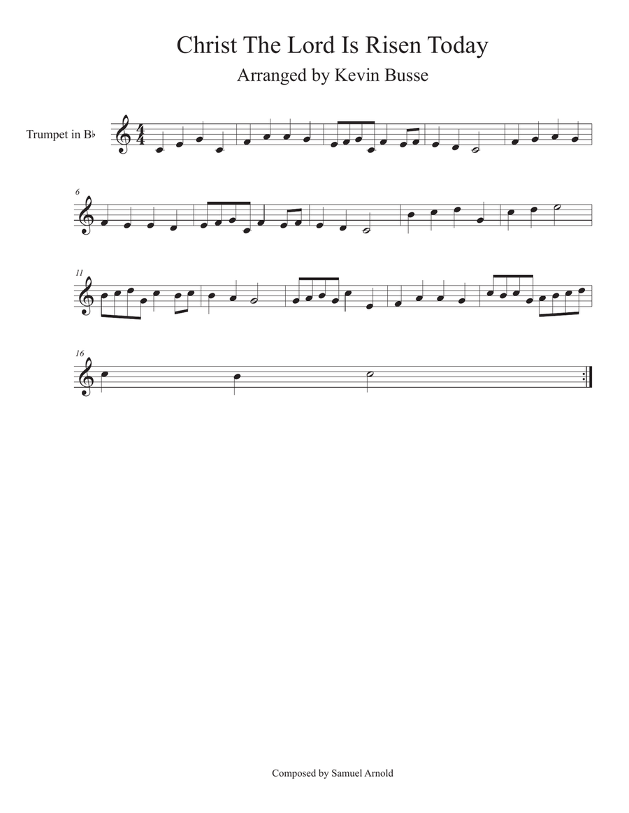Christ! The Lord Is Risen Today (Easy key of C) - Trumpet Trumpet Solo scores gallery preview page 1