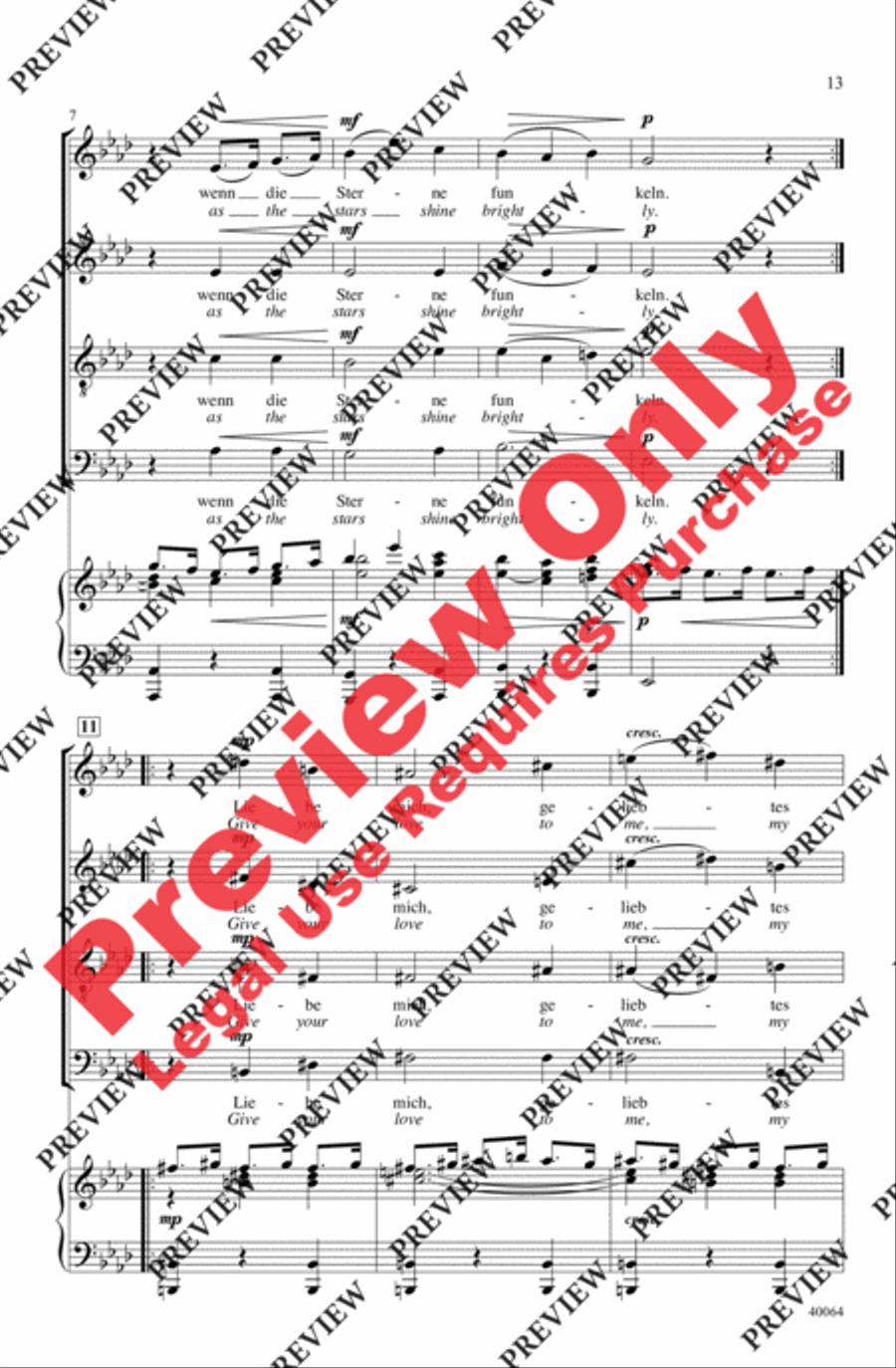Three Liebeslieder Waltzes (from Liebeslieder Walzer, Opus 52) 4-Part scores gallery preview page 13