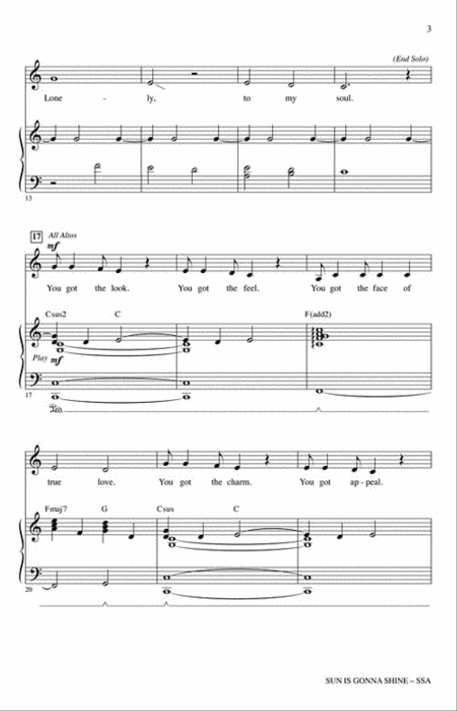 Sun Is Gonna Shine SSA scores gallery preview page 3