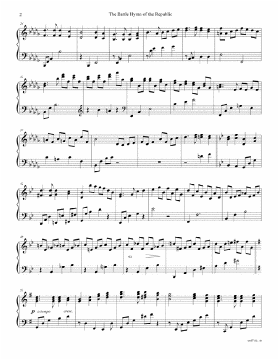 The Battle Hymn of the Republic Piano Solo scores gallery preview page 2