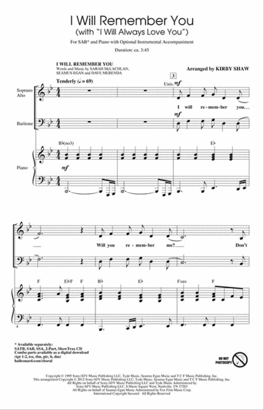 I Will Remember You 3-Part scores gallery preview page 2