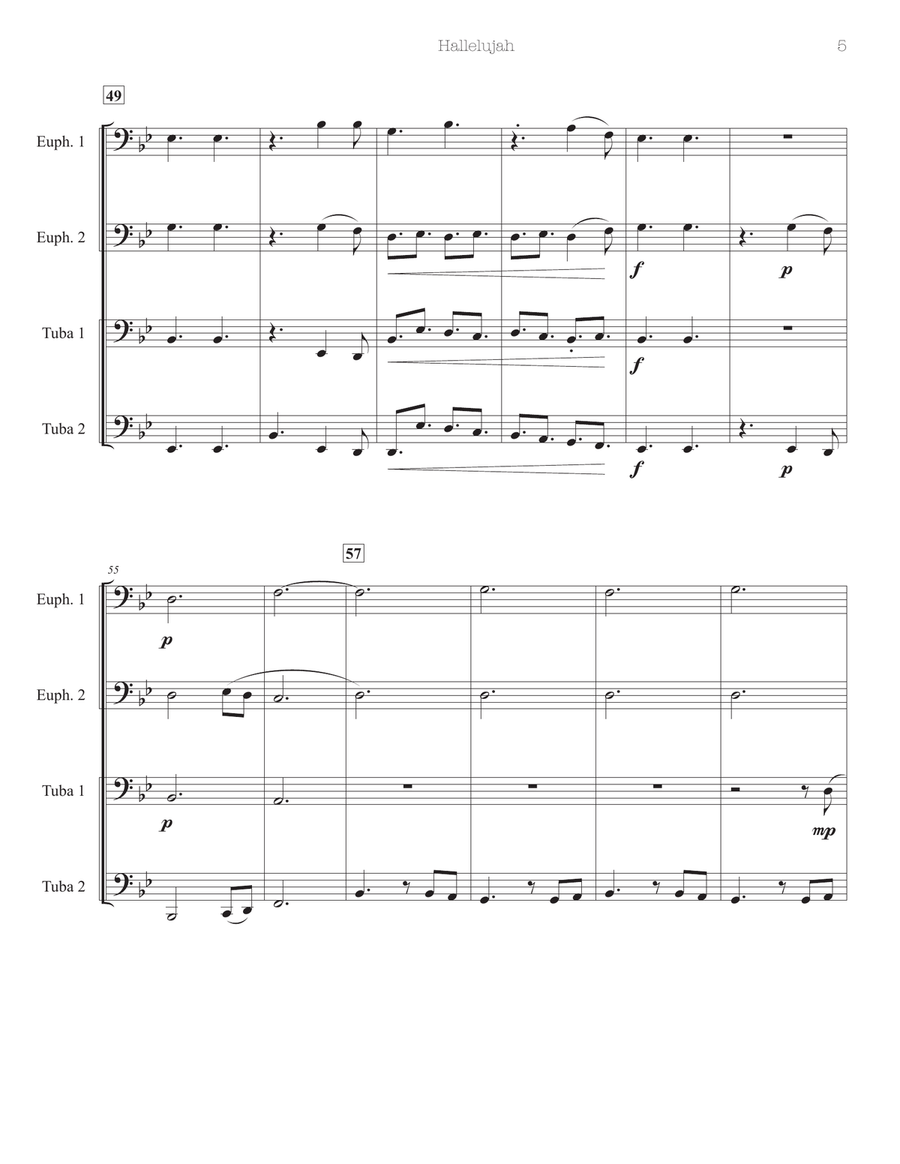Hallelujah Hallelujah Brass Quartet scores gallery preview page 5