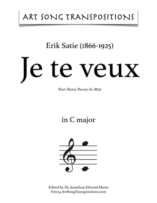 SATIE: Je te veux (transposed to C major)