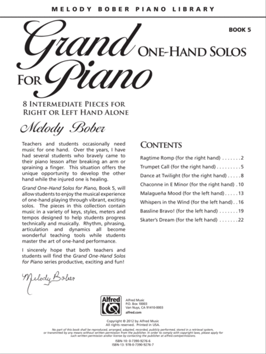 Grand One-Hand Solos for Piano, Book 5 Piano Solo scores gallery preview page 2