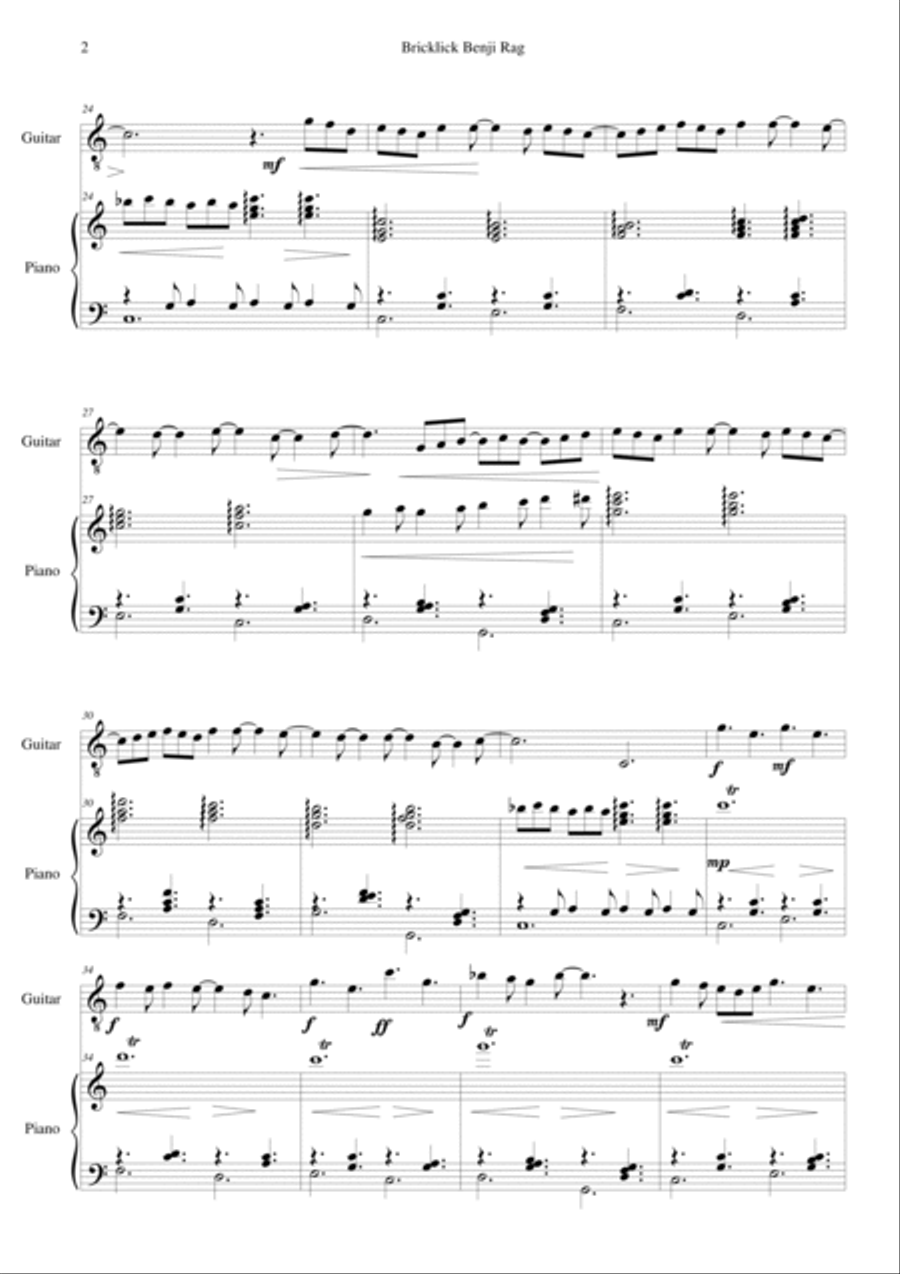 Bricklick Benji Rag Classical Guitar scores gallery preview page 2