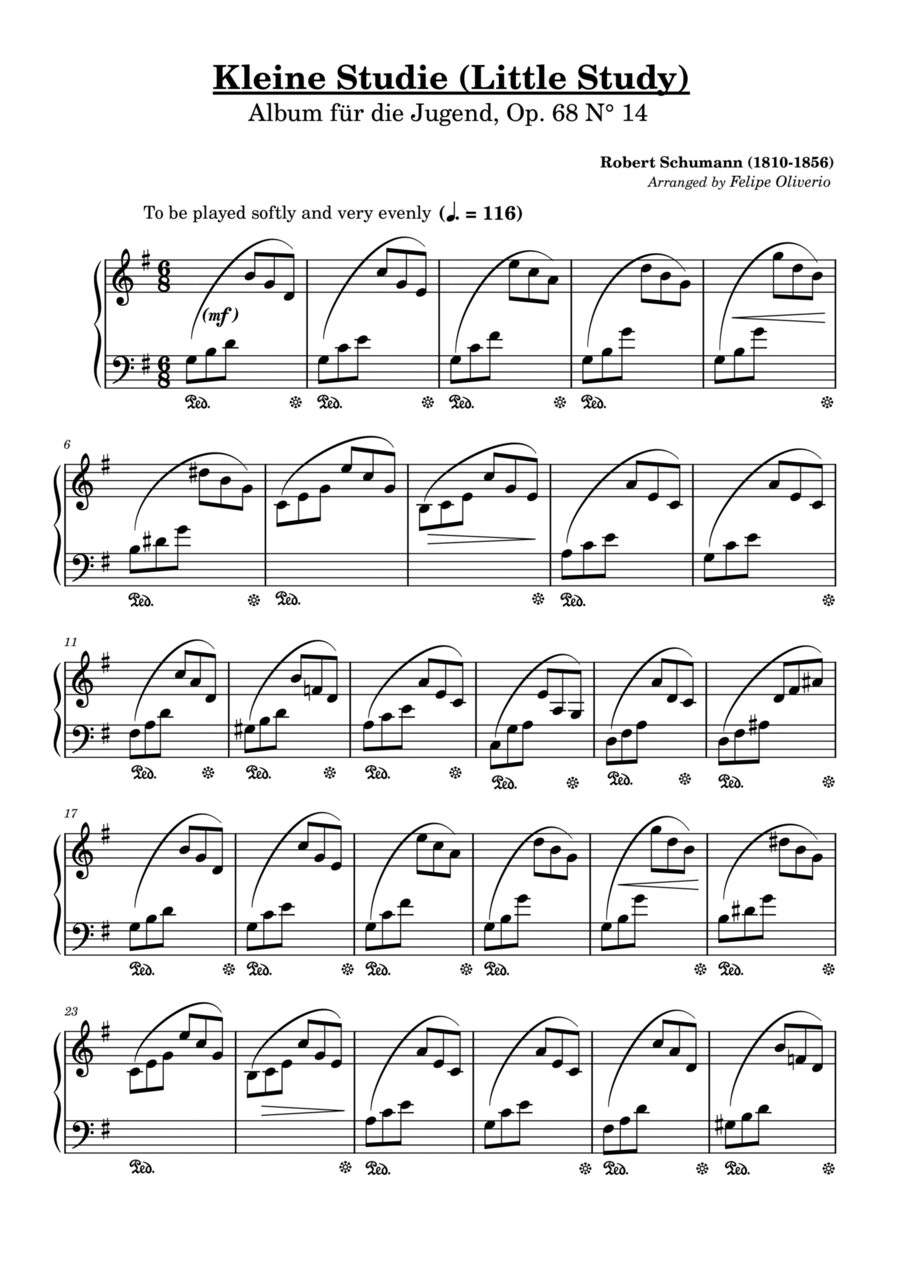 Kleine Studie (Little Study) - Album für die Jugend, Op. 68 N° 14 Piano Method scores gallery preview page 1