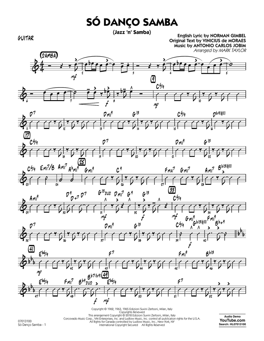 Só Danço Samba (Jazz 'n' Samba) (arr. Mark Taylor) - Guitar Jazz Ensemble scores gallery preview page 1