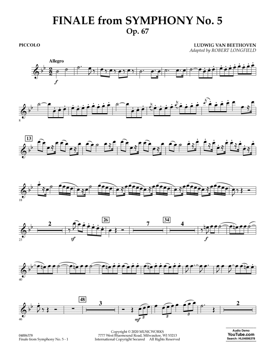Finale from Symphony No. 5 (arr. Robert Longfield) - Piccolo