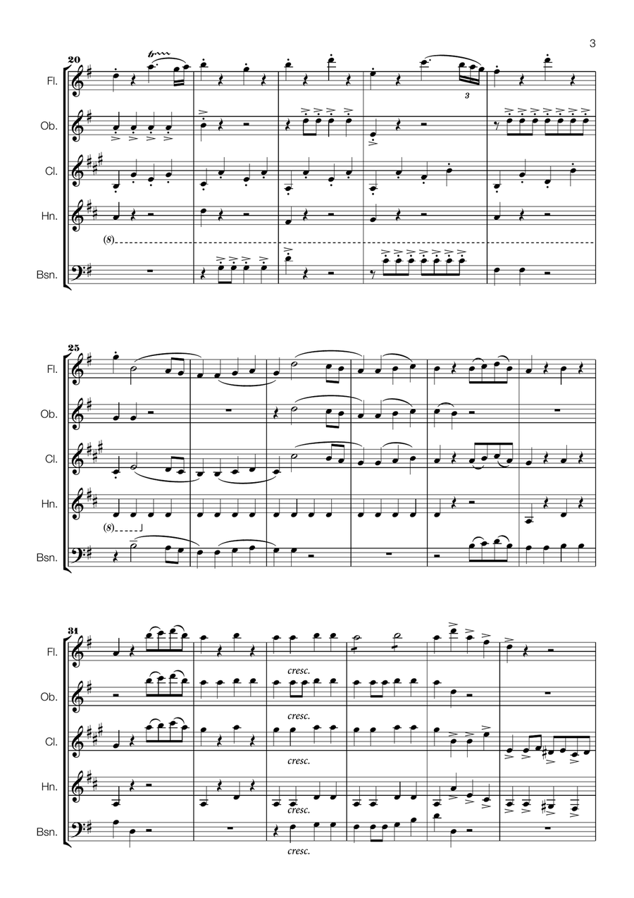 Mozart - Duett Papageno, Papagena - for Wind Quintet Small Ensemble scores gallery preview page 3