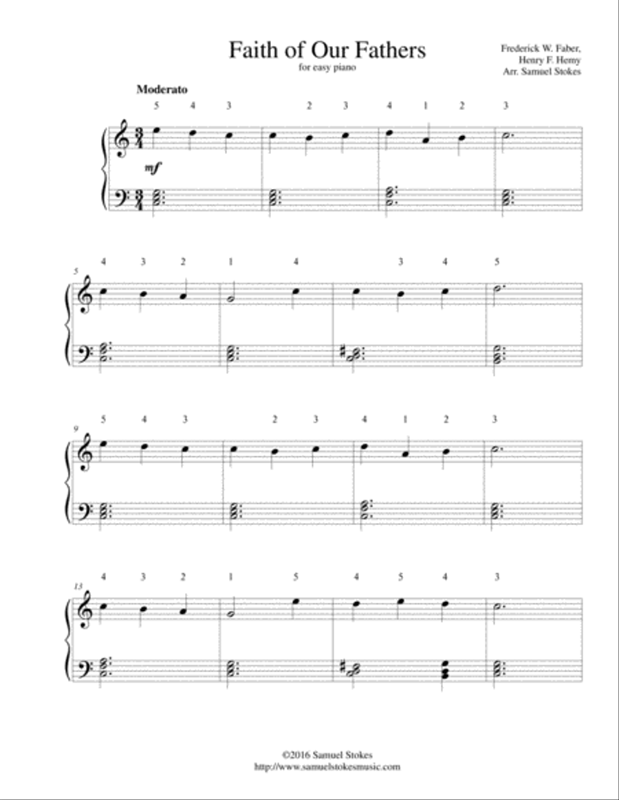 Faith of Our Fathers - for easy piano Easy Piano scores gallery preview page 1