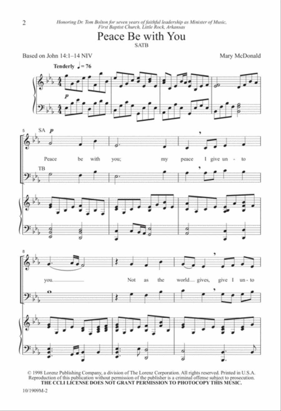 Peace Be with You Peace Be with You 4-Part scores gallery preview page 2