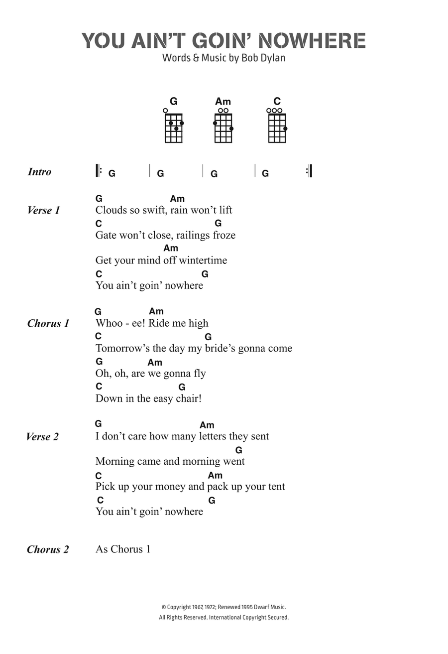 You Ain't Goin' Nowhere Piano, Vocal, Guitar scores gallery preview page 1