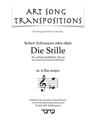 Book cover for SCHUMANN: Die Stille, Op. 39 no. 4 (transposed to A-flat major)