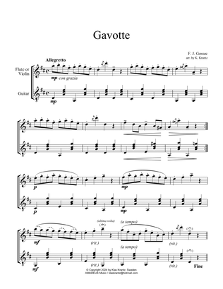 Book cover for Gavotte by Gossec for violin or flute and guitar