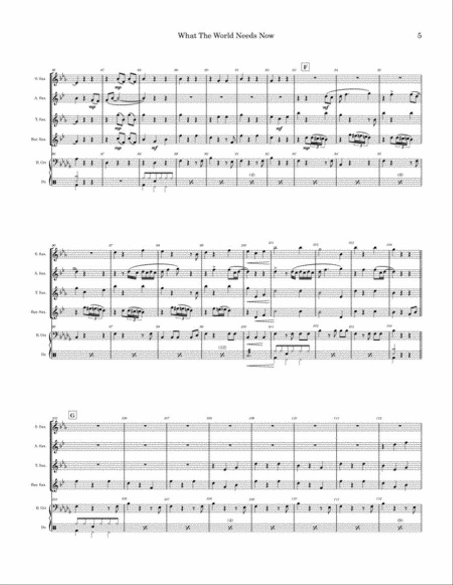 What The World Needs Now Is Love Saxophone Quartet scores gallery preview page 5