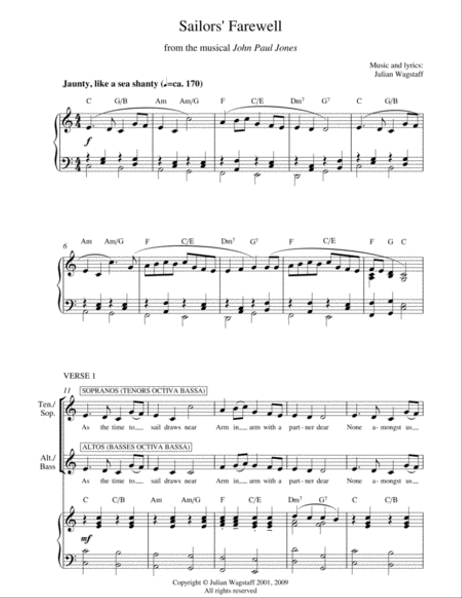 Sailors' Farewell - song from the musical John Paul Jones 4-Part scores gallery preview page 3