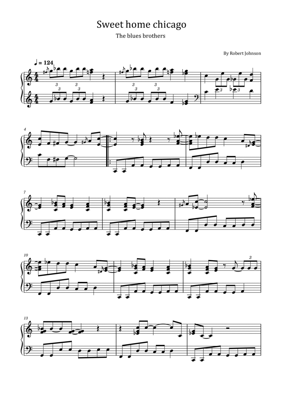 Sweet Home Chicago Piano Solo scores gallery preview page 1