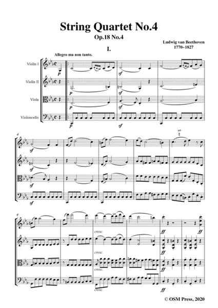 Beethoven-String Quartet No.4 in c minor,Op.18 No.4 image number null
