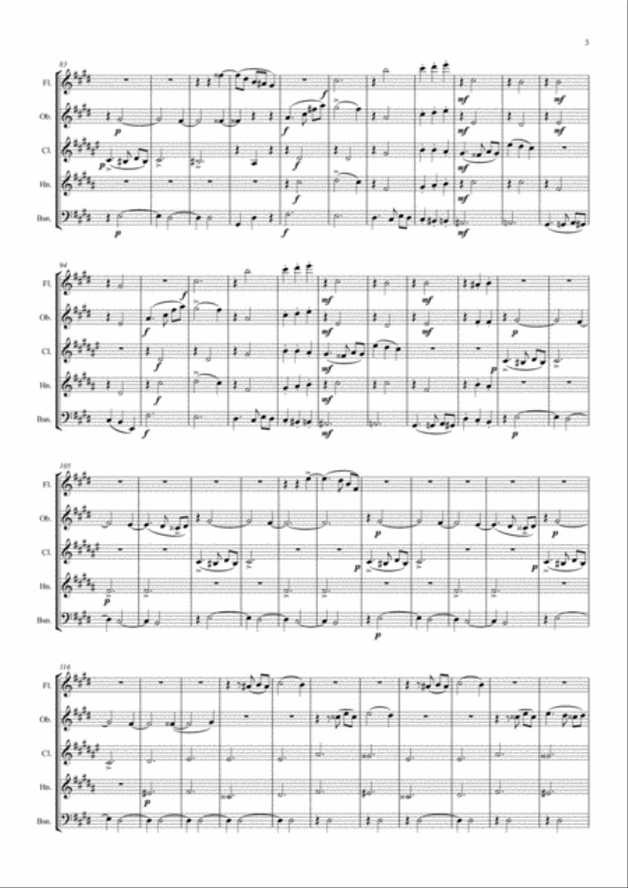 Tchaikovsky: The Seasons Op.37a No.12 December (Christmas) - wind quintet Woodwind Quintet scores gallery preview page 3