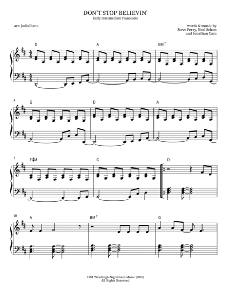 Don't Stop Believin' Piano, Vocal, Guitar scores gallery preview page 2