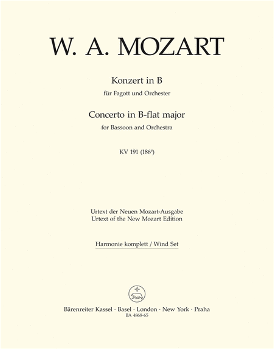 Concerto for Bassoon and Orchestra B flat major, KV 191(186e) Bassoon Solo scores gallery preview page 1