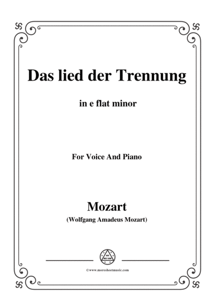 Mozart-Das lied der trennung,in e flat minor,for Voice and Piano image number null