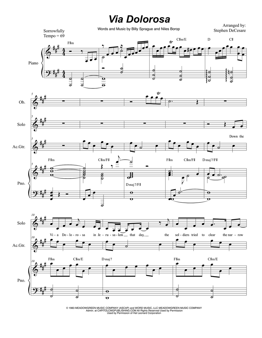 Via Dolorosa Piano, Vocal scores gallery preview page 1