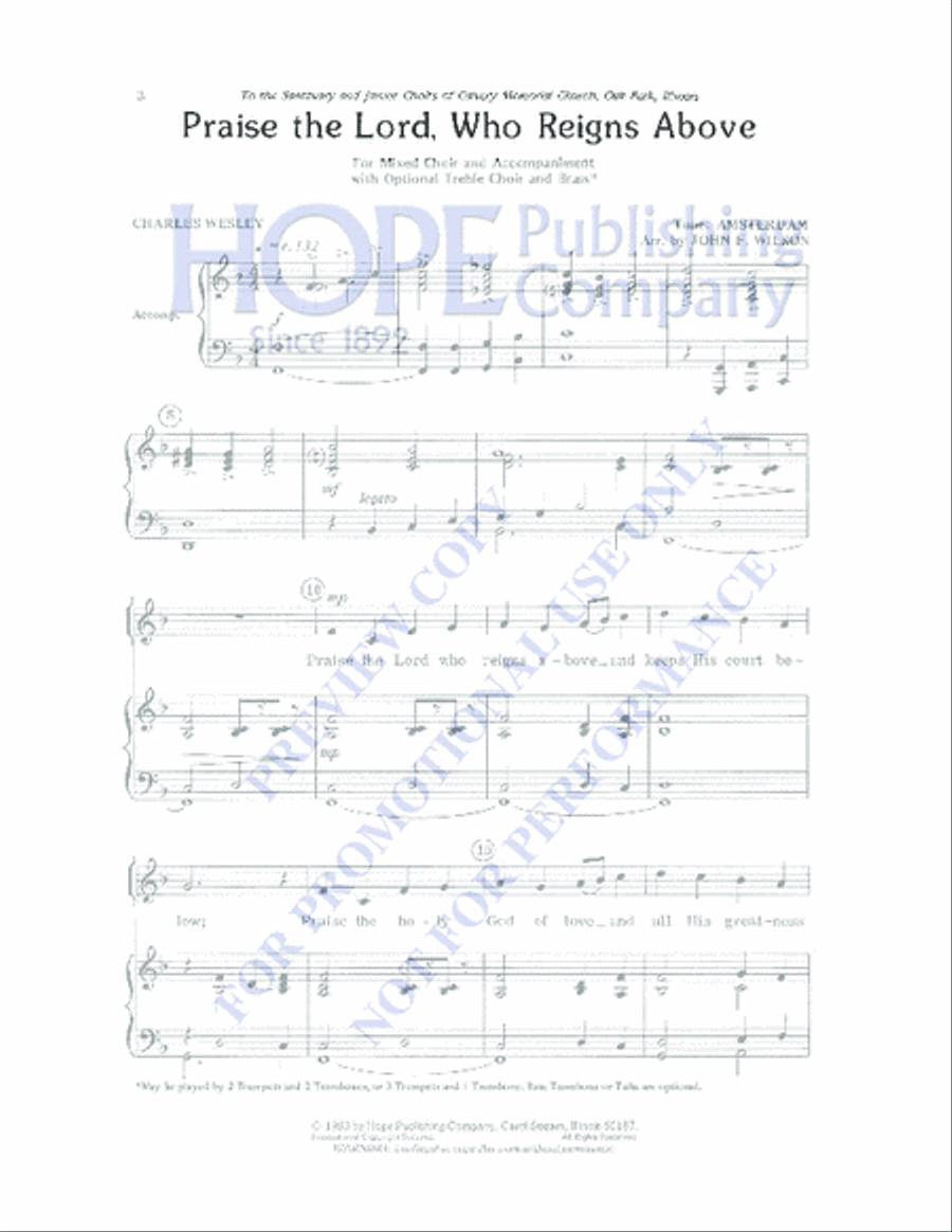 Praise the Lord, Who Reigns Above 4-Part scores gallery preview page 2