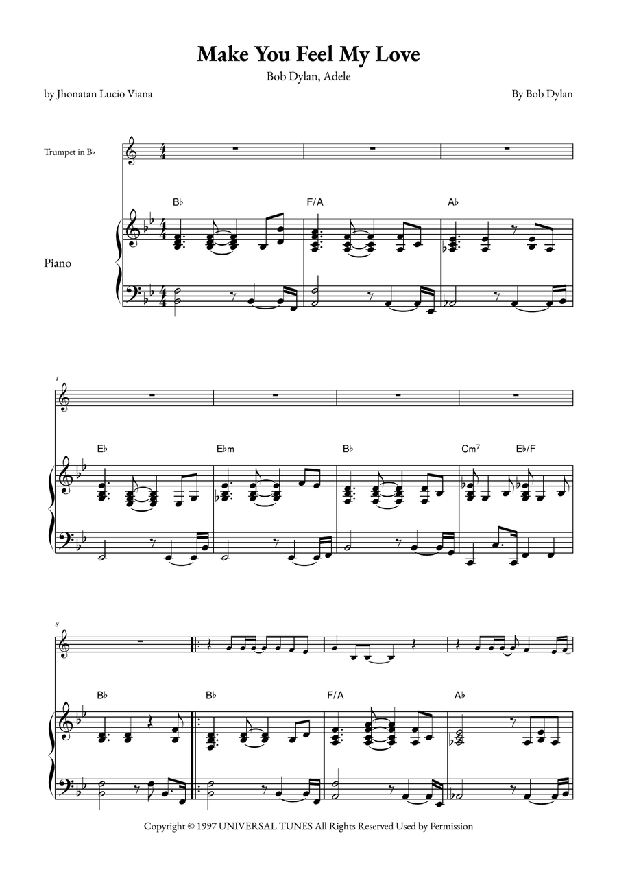 Make You Feel My Love B-Flat Trumpet scores gallery preview page 1