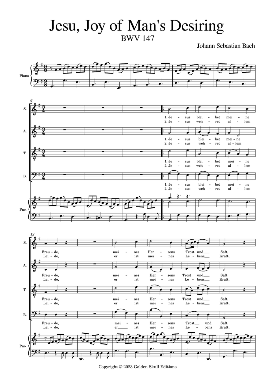 Jesu, Joy of Man's Desiring 4-Part scores gallery preview page 1