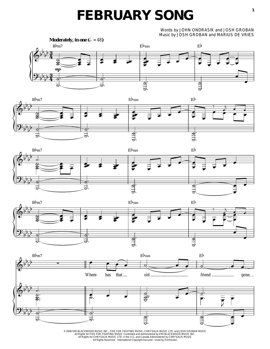 February Song February Song Piano, Vocal scores gallery preview page 1
