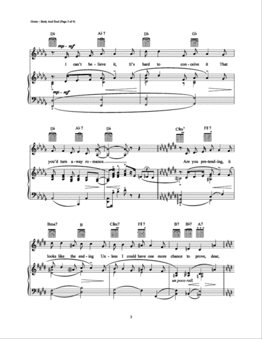 Body and Soul Piano, Vocal, Guitar scores gallery preview page 3
