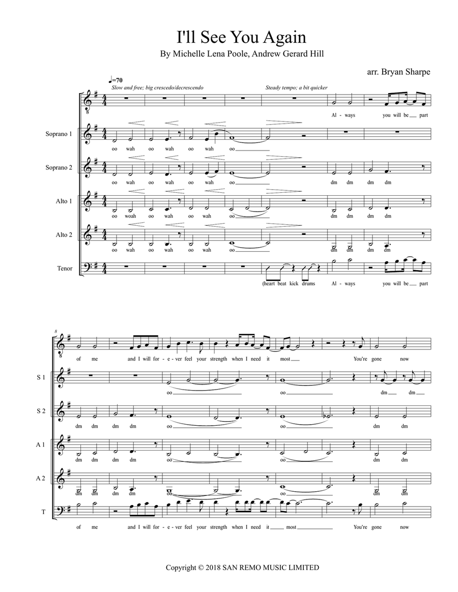 Ill See You Again 4-Part scores gallery preview page 1
