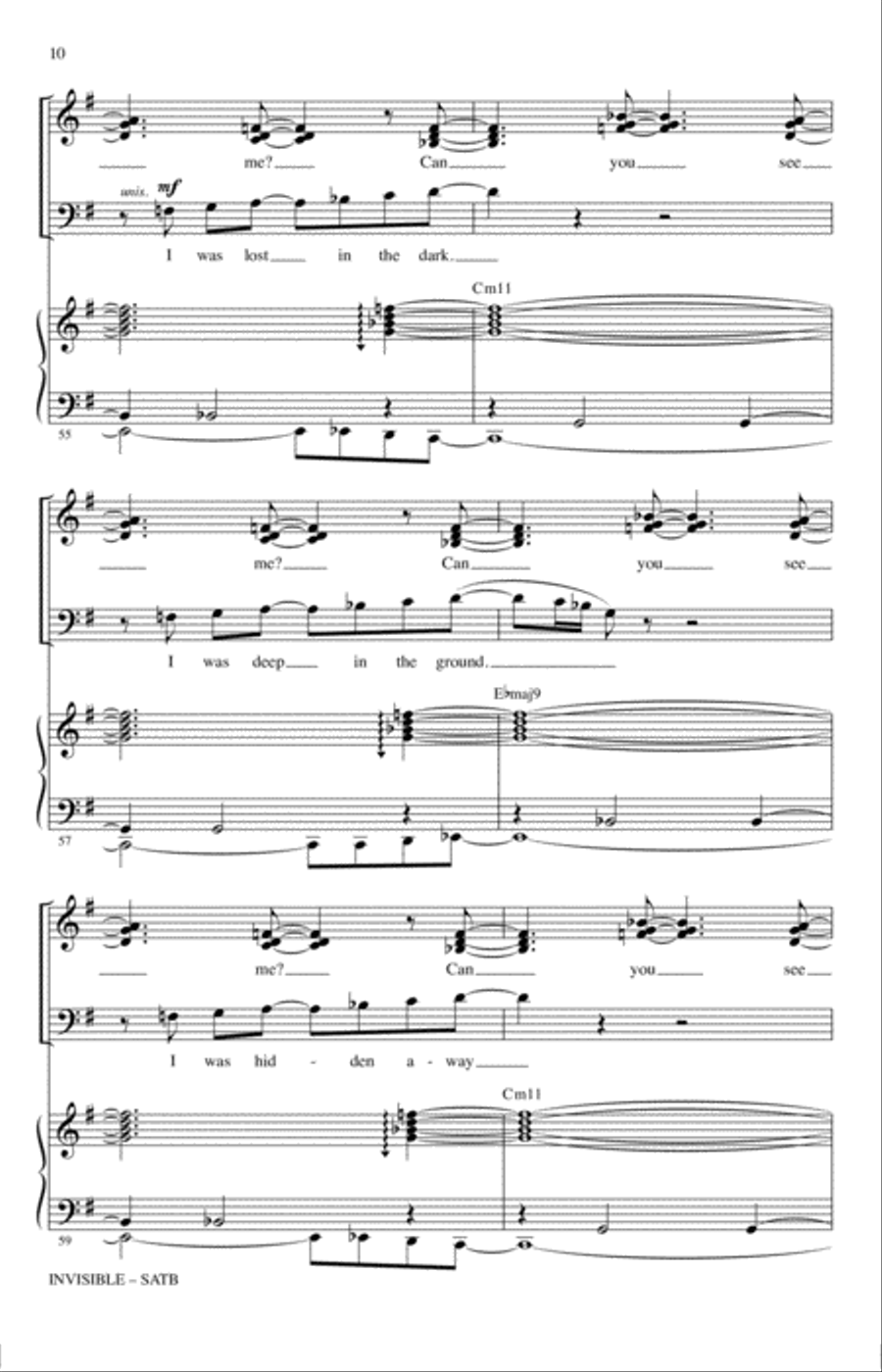 Invisible (arr. Ed Lojeski) 4-Part scores gallery preview page 9