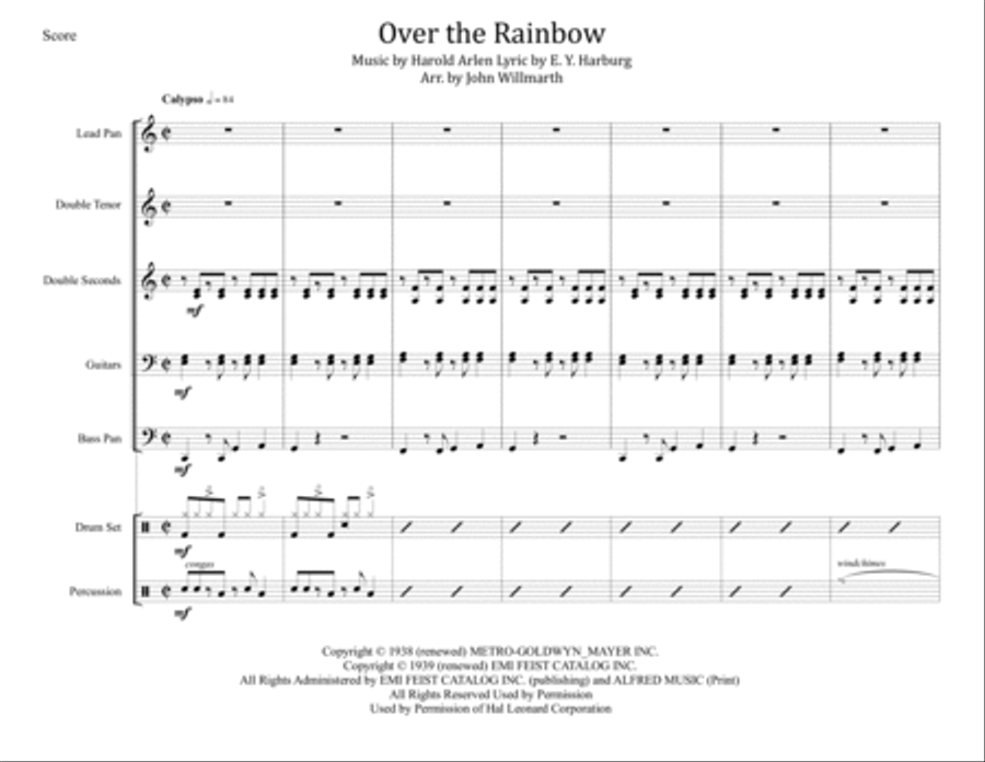 Over The Rainbow (from The Wizard Of Oz) Steel Drum Band scores gallery preview page 1